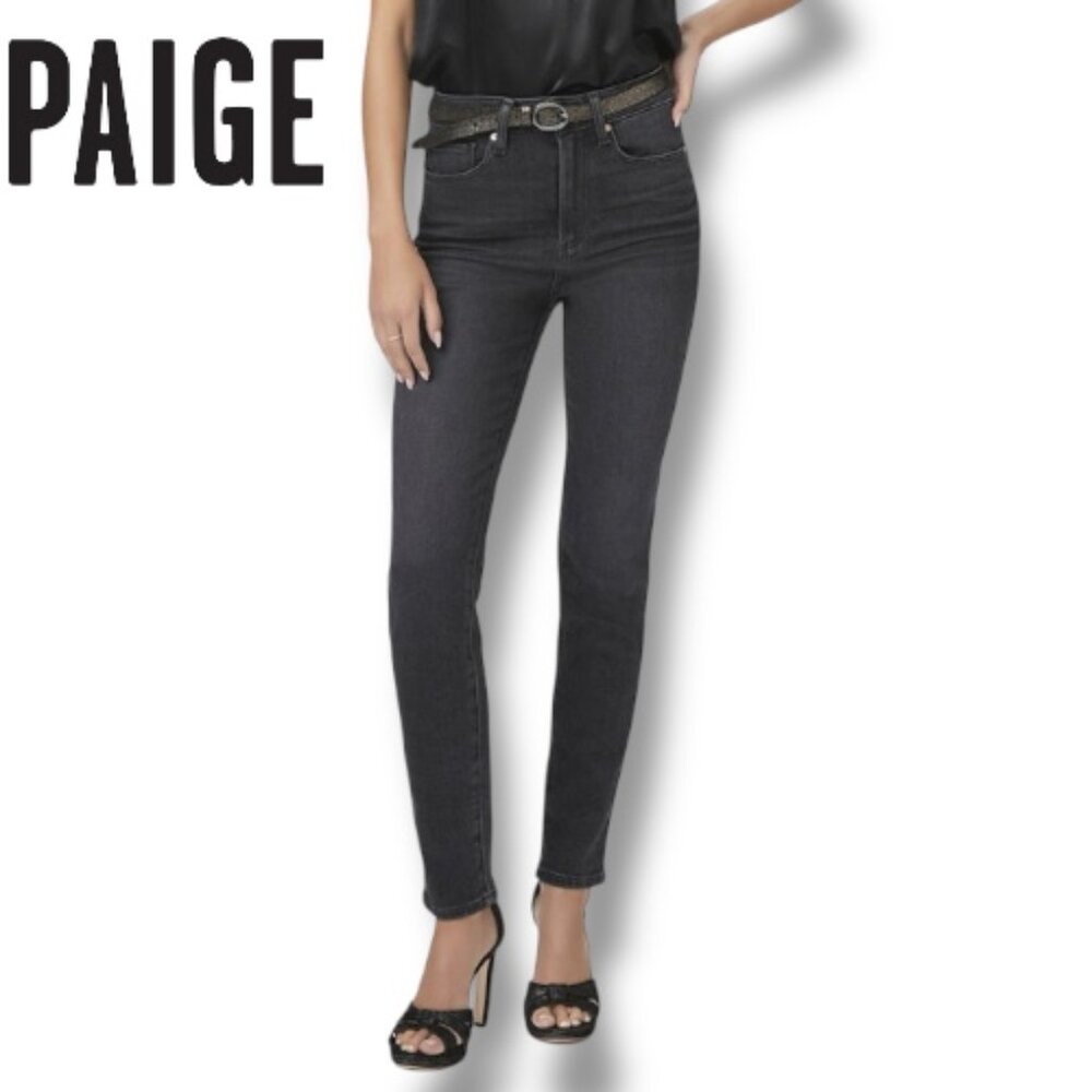 PAIGE Gemma Black Lotus High Rise Ankle Cigarette Skinny Denim Jeans  | Size 32